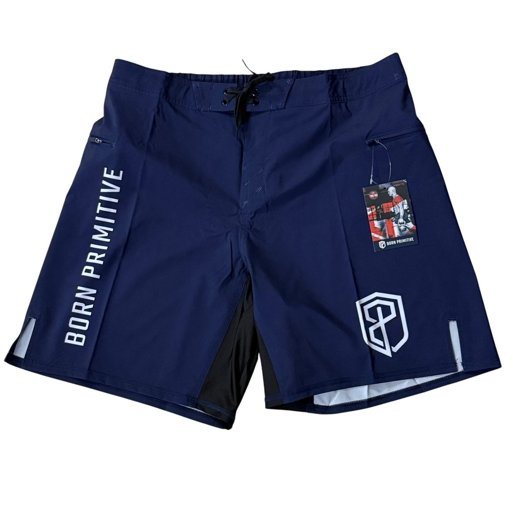 Born Primitive American Defender Mens 39/40 Blue Athletic Training Board Shorts